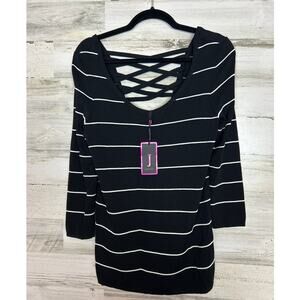 Jolibel Womens small black striped blouse new with tag summer viscose top blouse